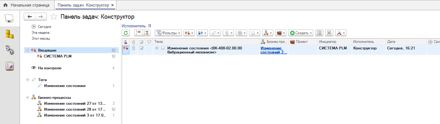 Иерархия задач по бизнес-процессу согласования 